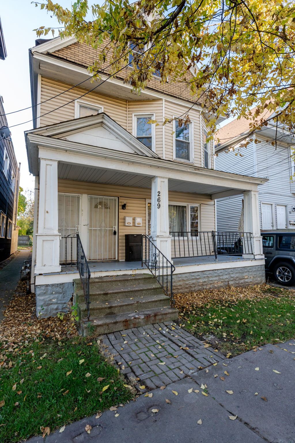 Front of the house and the porch steps