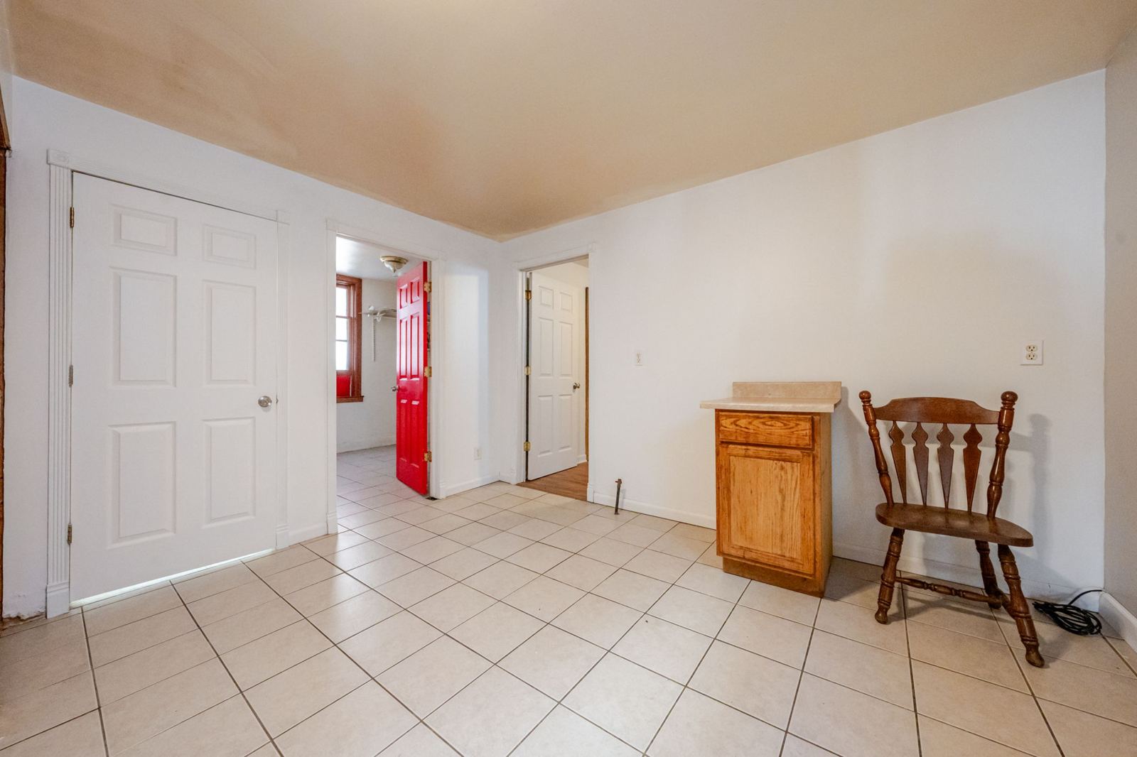 Dining area with a tile floor