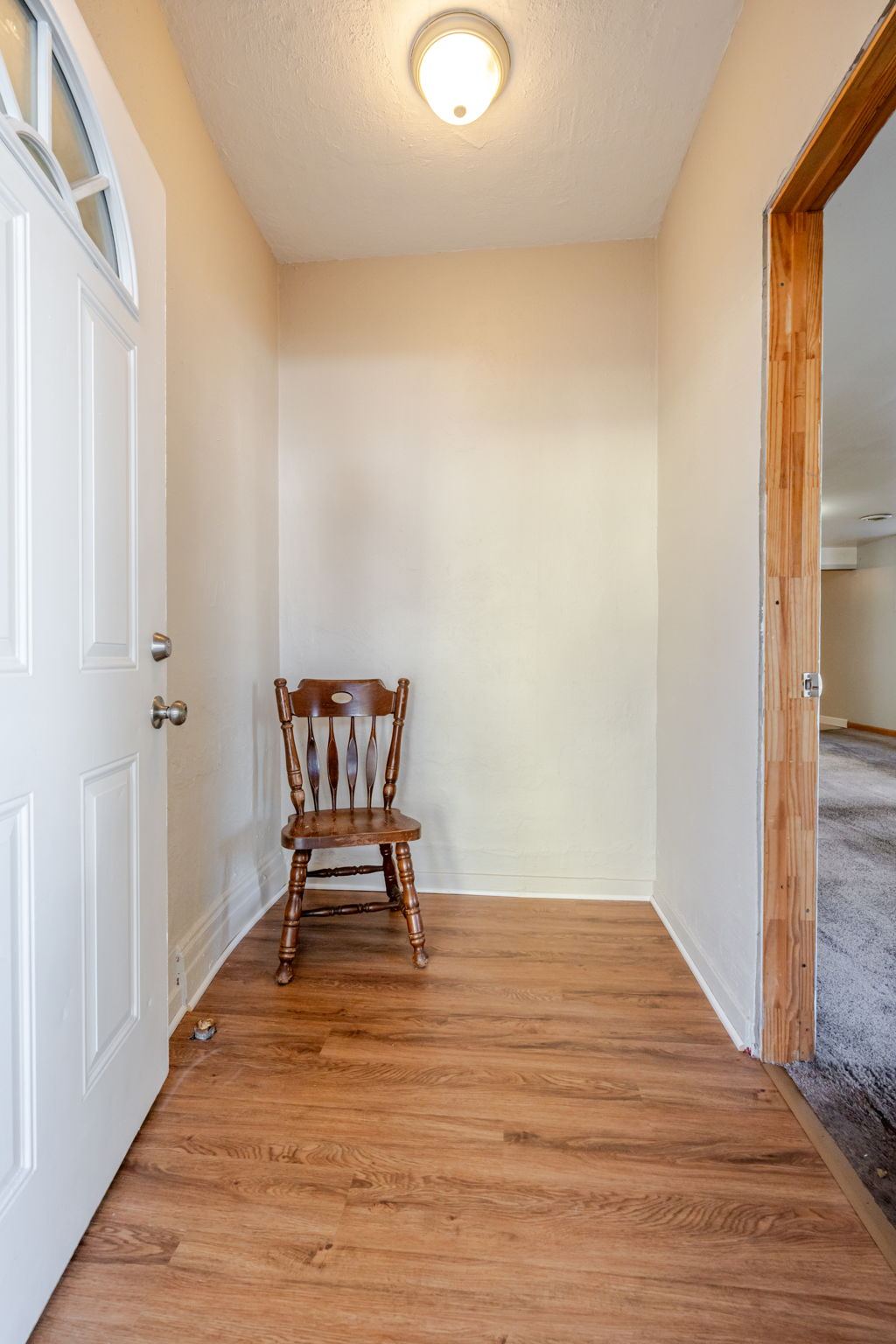 Entry hall with wood-look flooring