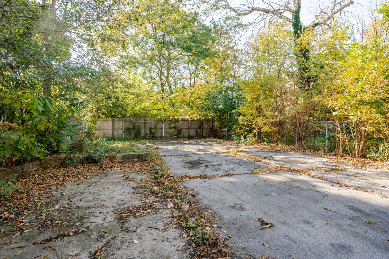 Driveway, looking toward the back of the lot